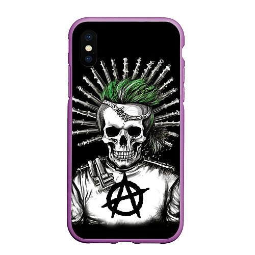Чехол iPhone XS Max матовый Панк анархист / 3D-Фиолетовый – фото 1