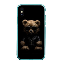 Чехол iPhone XS Max матовый Брутальный плюшевый медведь, цвет: 3D-мятный