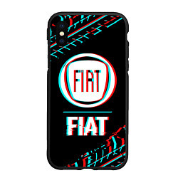 Чехол iPhone XS Max матовый Значок Fiat в стиле glitch на темном фоне, цвет: 3D-черный
