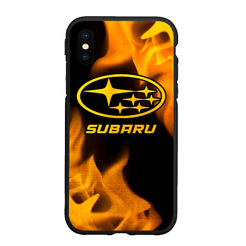 Чехол iPhone XS Max матовый Subaru - gold gradient / 3D-Черный – фото 1