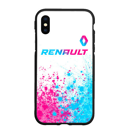 Чехол iPhone XS Max матовый Renault neon gradient style: символ сверху / 3D-Черный – фото 1