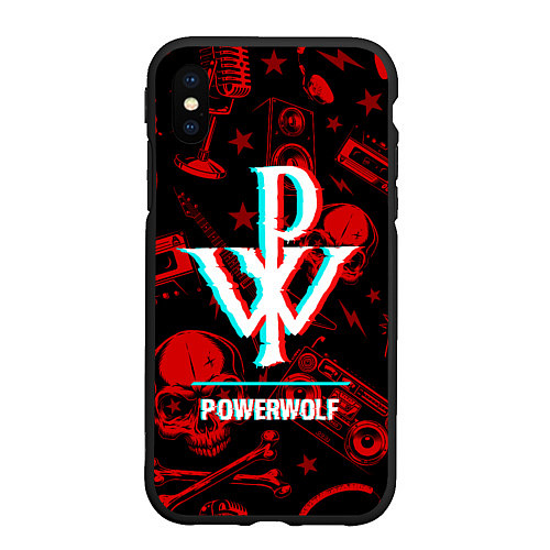 Чехол iPhone XS Max матовый Powerwolf rock glitch / 3D-Черный – фото 1