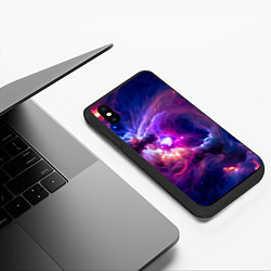 Чехол iPhone XS Max матовый Небула в космосе в фиолетовых тонах - нейронная се, цвет: 3D-черный — фото 2