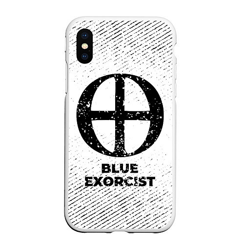 Чехол iPhone XS Max матовый Blue Exorcist с потертостями на светлом фоне / 3D-Белый – фото 1
