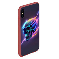 Чехол iPhone XS Max матовый Череп с молниями, цвет: 3D-красный — фото 2