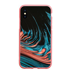 Чехол iPhone XS Max матовый Эффект красно-голубых красок, цвет: 3D-баблгам