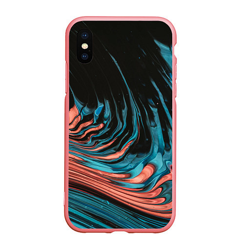 Чехол iPhone XS Max матовый Эффект красно-голубых красок / 3D-Баблгам – фото 1