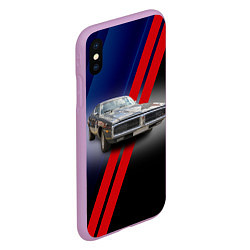 Чехол iPhone XS Max матовый Американский маслкар Dodge Charger, цвет: 3D-сиреневый — фото 2