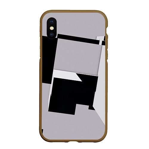 Чехол iPhone XS Max матовый Белые и чёрные кубы в геометрии / 3D-Коричневый – фото 1