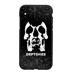 Чехол iPhone XS Max матовый Deftones с потертостями на темном фоне