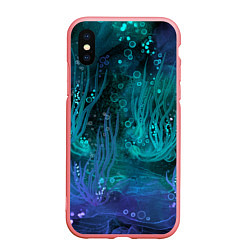 Чехол iPhone XS Max матовый Абстракция: неоновые огни подводного мира, цвет: 3D-баблгам