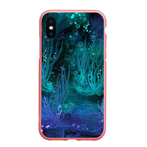 Чехол iPhone XS Max матовый Абстракция: неоновые огни подводного мира / 3D-Баблгам – фото 1