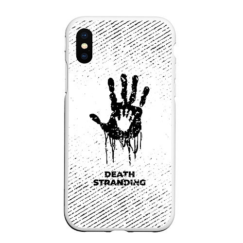 Чехол iPhone XS Max матовый Death Stranding с потертостями на светлом фоне / 3D-Белый – фото 1