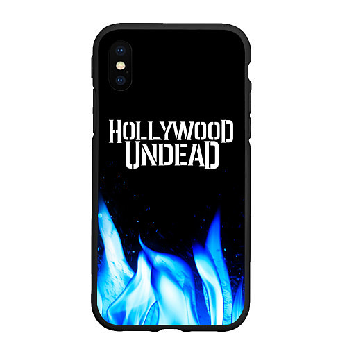 Чехол iPhone XS Max матовый Hollywood Undead blue fire / 3D-Черный – фото 1