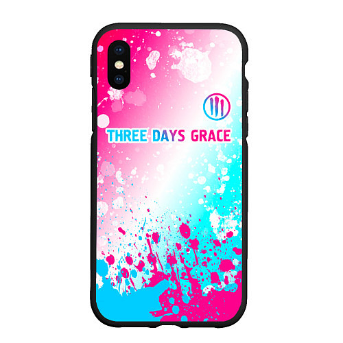 Чехол iPhone XS Max матовый Three Days Grace neon gradient style: символ сверх / 3D-Черный – фото 1