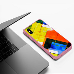 Чехол iPhone XS Max матовый Геометрия огня, солнца и холода, цвет: 3D-малиновый — фото 2