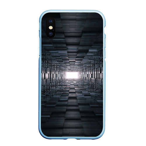 Чехол iPhone XS Max матовый Тёмная геометрия / 3D-Голубой – фото 1