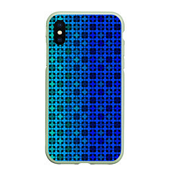 Чехол iPhone XS Max матовый Сине-зеленый геометрический узор, цвет: 3D-салатовый