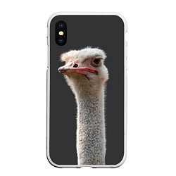 Чехол iPhone XS Max матовый Голова страуса, цвет: 3D-белый