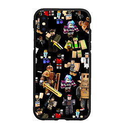 Чехол iPhone XS Max матовый Роблокс и его персонажи, цвет: 3D-черный