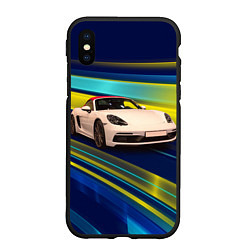 Чехол iPhone XS Max матовый Спортивная немецкая машина Porsche 911, цвет: 3D-черный