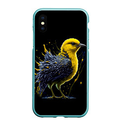 Чехол iPhone XS Max матовый Цыпленок в красках, цвет: 3D-мятный