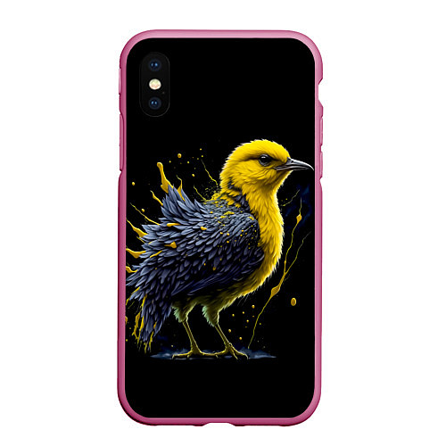 Чехол iPhone XS Max матовый Цыпленок в красках / 3D-Малиновый – фото 1