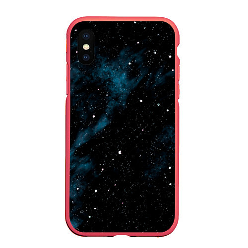 Чехол iPhone XS Max матовый Мрачная галактика / 3D-Красный – фото 1