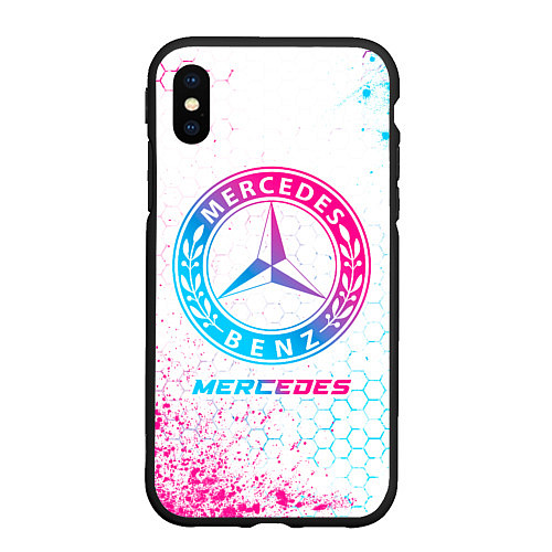 Чехол iPhone XS Max матовый Mercedes neon gradient style / 3D-Черный – фото 1