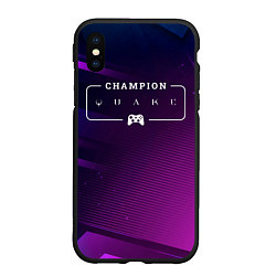 Чехол iPhone XS Max матовый Quake gaming champion: рамка с лого и джойстиком н