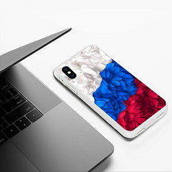 Чехол iPhone XS Max матовый Флаг России из цветов, цвет: 3D-белый — фото 2