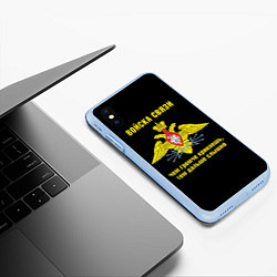 Чехол iPhone XS Max матовый Войска связи - герб, цвет: 3D-голубой — фото 2