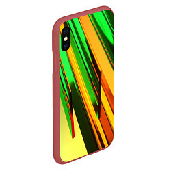 Чехол iPhone XS Max матовый Зелёные и оранжевые пластины, цвет: 3D-красный — фото 2
