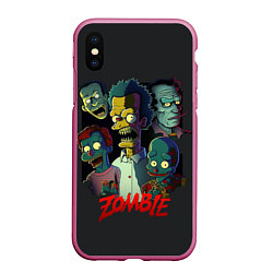 Чехол iPhone XS Max матовый Simpsons zombie, цвет: 3D-малиновый