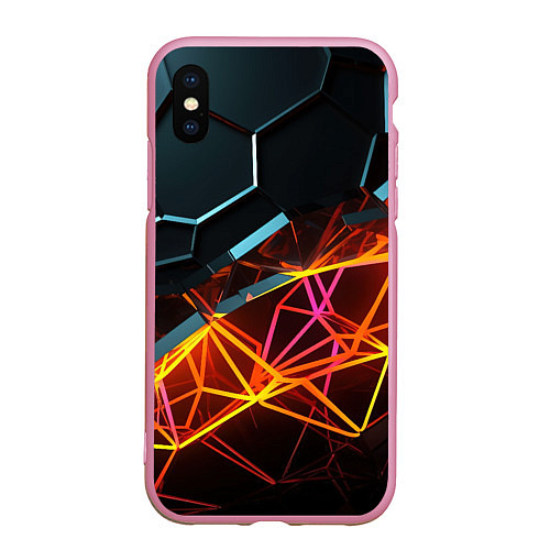 Чехол iPhone XS Max матовый Разломленные плитки / 3D-Розовый – фото 1