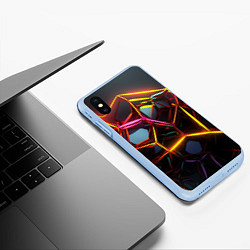 Чехол iPhone XS Max матовый Неоновые трубки абстракция, цвет: 3D-голубой — фото 2