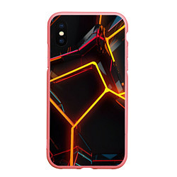 Чехол iPhone XS Max матовый Неон на черном фоне, цвет: 3D-баблгам