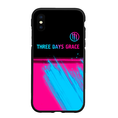 Чехол iPhone XS Max матовый Three Days Grace - neon gradient: символ сверху / 3D-Черный – фото 1