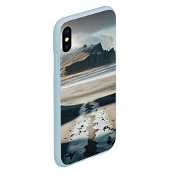 Чехол iPhone XS Max матовый Дорога на черный пляж Исландии, цвет: 3D-голубой — фото 2