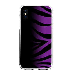 Чехол iPhone XS Max матовый Фиолетовый с черными полосками зебры