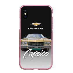 Чехол iPhone XS Max матовый Американская машина Chevrolet Caprice 70-х годов, цвет: 3D-розовый