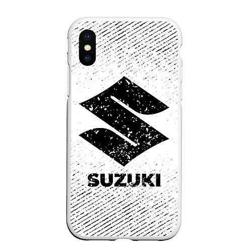 Чехол iPhone XS Max матовый Suzuki с потертостями на светлом фоне / 3D-Белый – фото 1