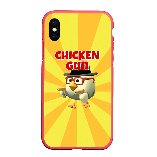 Чехол iPhone XS Max матовый Chicken Gun с пистолетами / 3D-Красный – фото 1