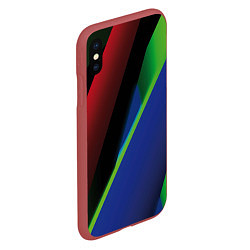 Чехол iPhone XS Max матовый Цветные полосы, цвет: 3D-красный — фото 2