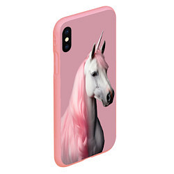 Чехол iPhone XS Max матовый Единорог розовая грива, цвет: 3D-баблгам — фото 2