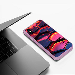 Чехол iPhone XS Max матовый Розовые наносоты, цвет: 3D-сиреневый — фото 2