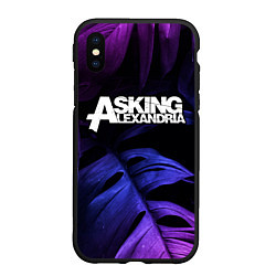 Чехол iPhone XS Max матовый Asking Alexandria neon monstera, цвет: 3D-черный