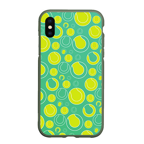 Чехол iPhone XS Max матовый Теннисные мячики / 3D-Темно-зеленый – фото 1