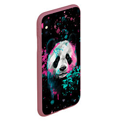 Чехол iPhone XS Max матовый Панда в розовом и голубом - нейронная сеть, цвет: 3D-малиновый — фото 2
