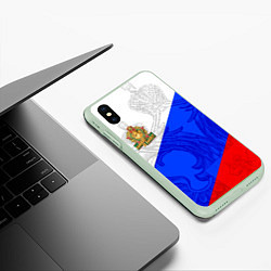 Чехол iPhone XS Max матовый Россия - пограничные войска, цвет: 3D-салатовый — фото 2